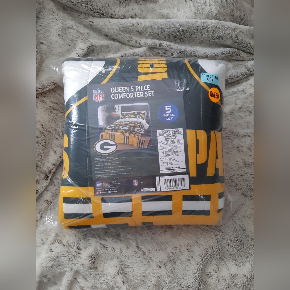 Green Bay Packers NFL Queen 5 Pc Comforter Bedding Set Fitted Flat Sheets 2020